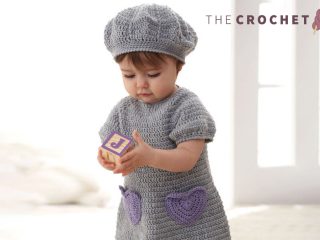 Crocheted Baby Heart Dress And Hat || thecrochetspace.com