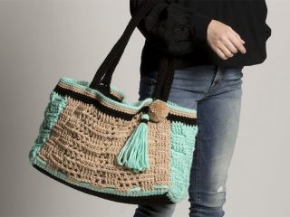 Crocheted Basket Weave Tote