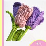 Crocheted Blooming Tulips. Tulips at an angle || thecrochetspace.com