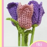 Crocheted Blooming Tulips. 3 tulips in two colors || thecrochetspace.com
