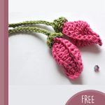 Crocheted Flower Bouquet. 2x pink flowers in bud only || thecrochetspace.com
