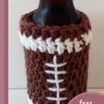 crocheted football bottle cozy || editor