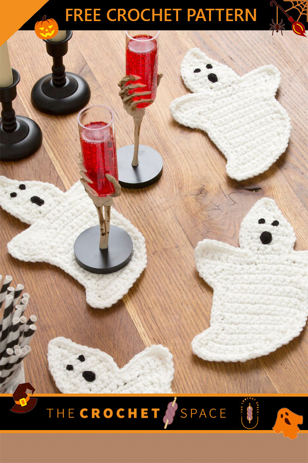 Crocheted Ghost Coasters [FREE Crochet Pattern + Video Tutorial] The