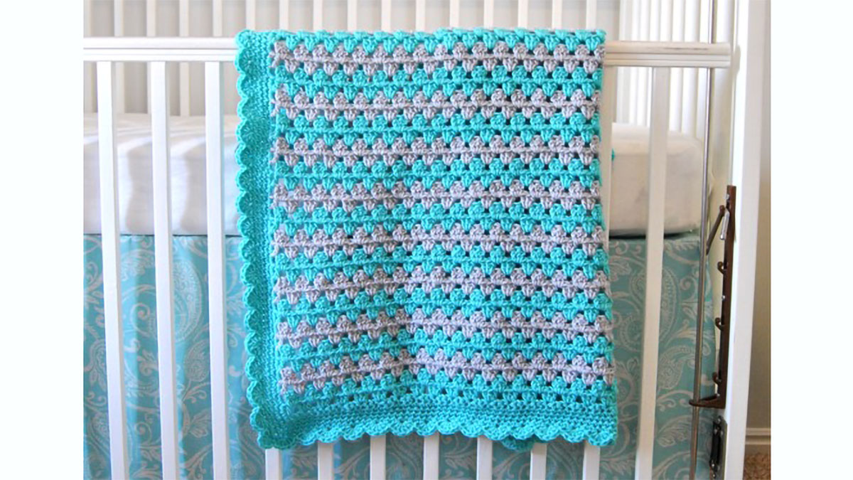 Crocheted Granny Stripe Baby Blanket