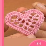 Crocheted Mesh Heart. ix pink heart without edging || thecrochetspace.com