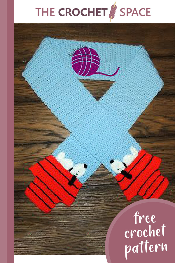 Crocheted Peanuts Snoopy Scarf [FREE Crochet Pattern+Tutorial] The