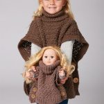 Crocheted Poncho For A Girl And Her Doll. Little girl and her doll in matching brown crafted poncho || thecrochetspace.com