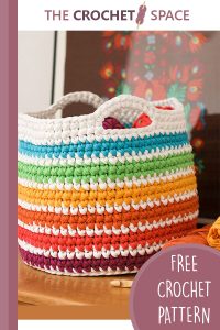 crocheted rainbow storage basket || editor