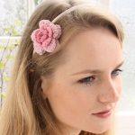 Crocheted Romantic Flower Hair Band. Pale pink ombre rose on a plastic band || thecrochetspace.com
