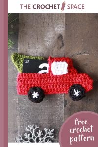 crocheted seasonal red truck || editor