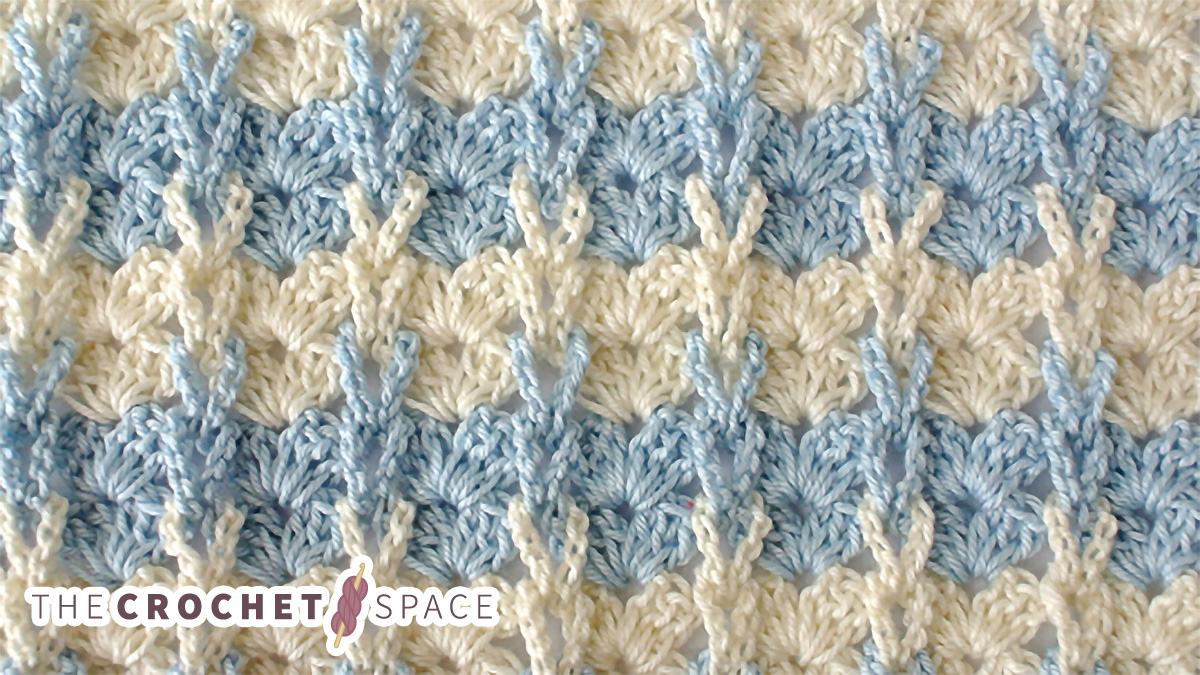 crocheted shell stitch with knitting loops || editor