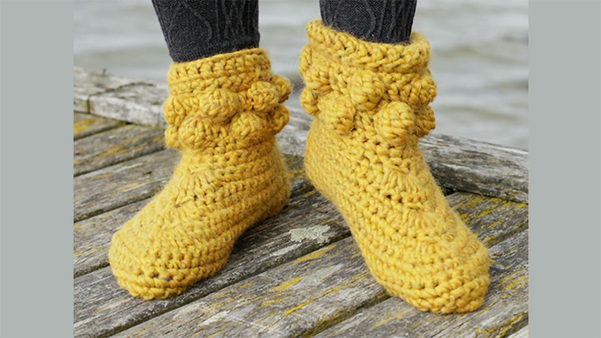 Crocheted Shiny Sunshine Slippers