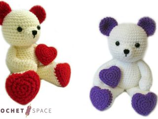 Crocheted Valentine Teddy Bear || thcrochetspace.com