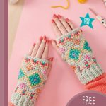 cross stitch crochet wrist warmers || editor