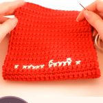 cross stitching on crochet || editor