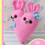 Cute Crocheted Bunny Hearts. Heart turned to the side || thecrochetspace.com