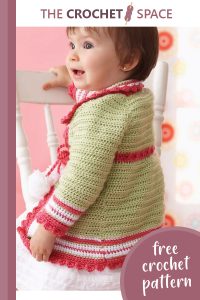 cute pompom crocheted baby cardigan || editor