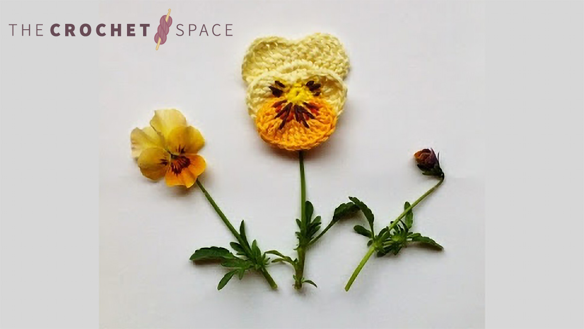 Delicate Crochet Pansy Flowers || thecrochetspace.com