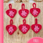 Delightful Crocheted Hanging Hearts. 3x hearts in 2x rows || thecrochetspace.com