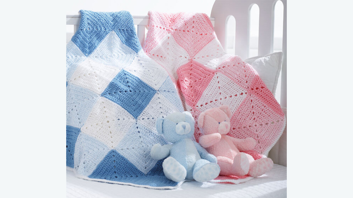 Double Diamond Crocheted Baby Blanket