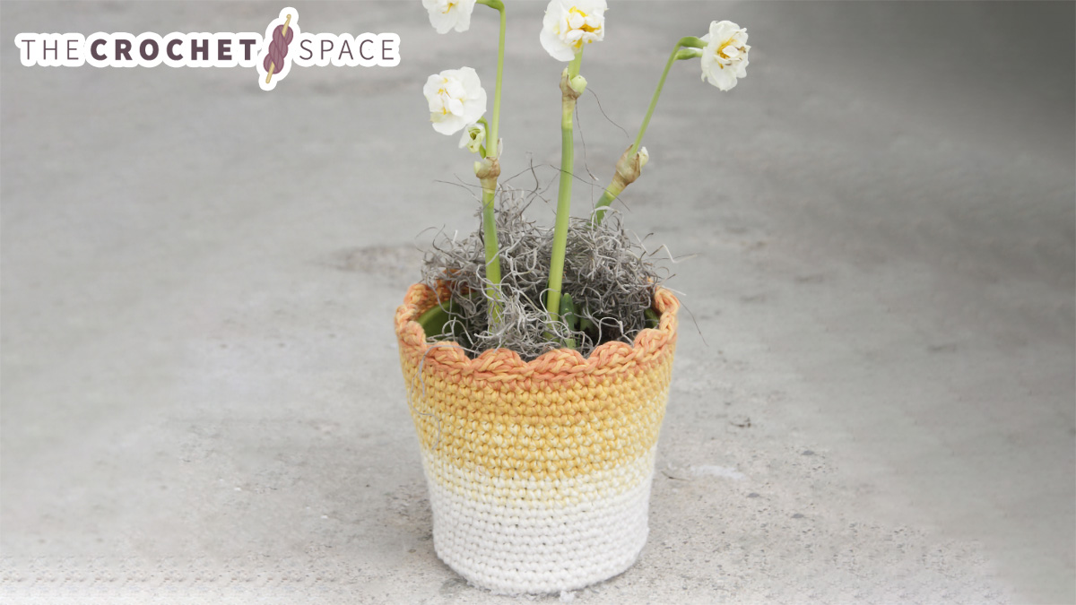 Easter Blossom Crocheted Pot Cover || thecrochetspace.com