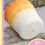 Easter Blossom Crocheted Pot Cover. Close up of side and underneath of plant pot cover || thecrochetspace.com