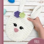 Easter Crochet Bunny Bag. Miss Bunny bag with flowers || thecrochetspace.com