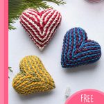 Easy Brioche Crochet Heart. 3x amigurumi hearts in different colors || thecrochetspace.com