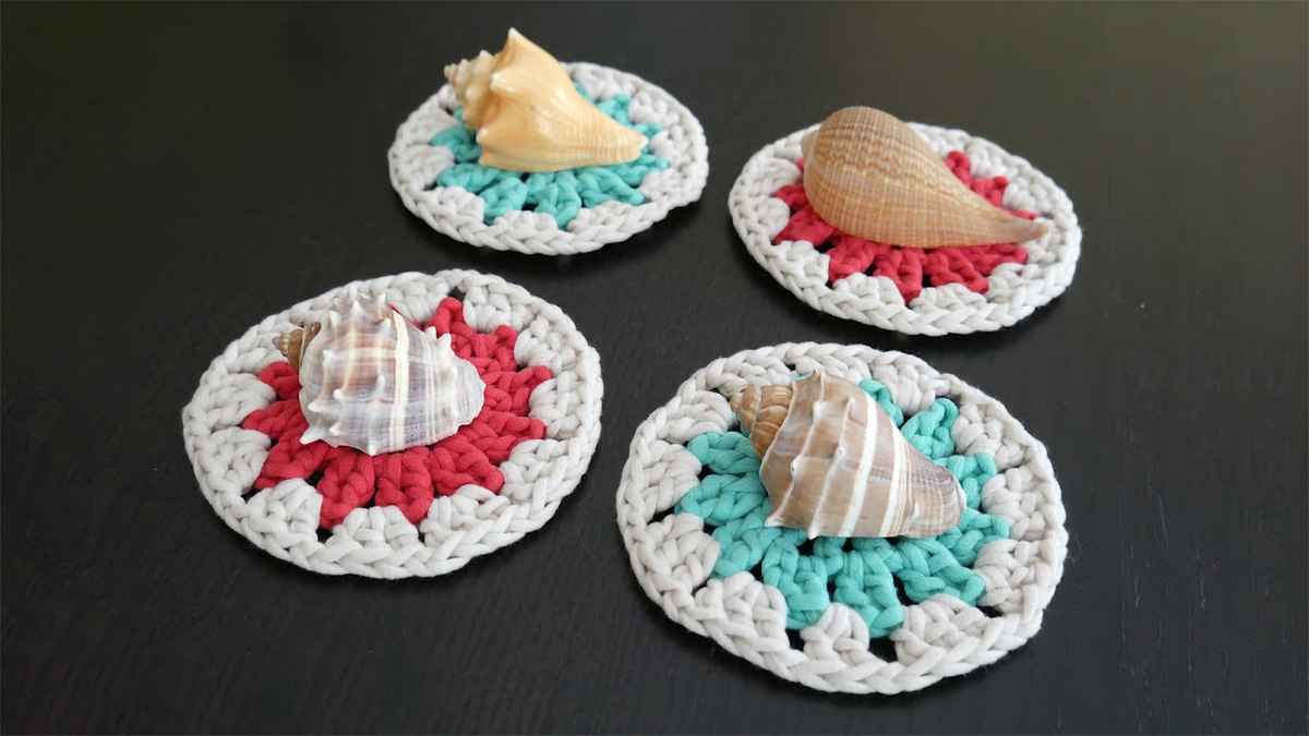 Easy Crochet Coastal Coasters | thecrochetspace.com