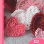 Easy Crocheted Mini Hearts. Mini hearts crafted in different shades of white, pink, red || thecrochetspace.com