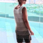 Eazy Breezy Crochet Dress. Back view of dress. Striped || thecrochetspace.com