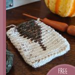 Fall Crochet Cutlery Pouch. Image of pouch while being crafted with hook at side || thecrochetspace.com