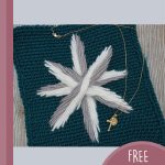 Festive Star Crochet Square. Dark green square with silver and grey star in the center || thecrochetspace.com