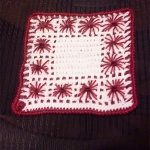 Floral Crocheted Pot Holders. Crafted in red and white || thecrochetspace.com