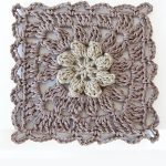 Flower Square Crochet Tunic. Single Primavera flower granny square in brown and beige || thecrochetspace.com