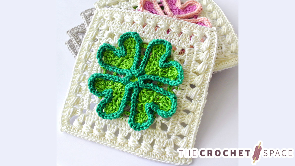 Four-Leaf Clover Crocheted Square || thecrochetspace.com