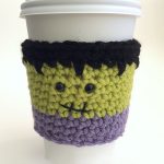 Frankencoffee Crochet Mug Cozy. Frankenstein face in two colors plus black hair || thecrochetspace.com