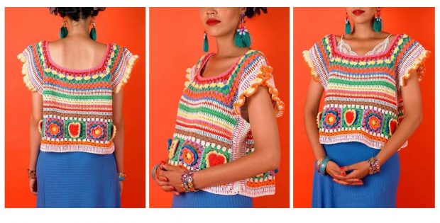 Frida Crochet Crop Top [FREE Crochet Pattern+Tutorial]
