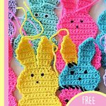 Fun Crocheted Marshmallow Bunny Scarf. Lots of colored bunnies || thecrochetspace.com