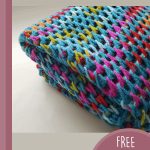Fun Fiesta Crochet Shawl. Shawl folded and a close up of vibrant colors || thecrochetspace.com