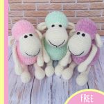 Fun Plush Crocheted Sheep Toy . Three amigurumi sheep crafted in different colors || thecrochetspace.com