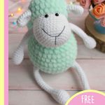 Fun Plush Crocheted Sheep Toy . One sheep crafted in geen and white || thyecrochetspace.com