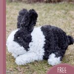 Furry Amigurumi Bunny Rabbit. Rabbit on all four paws. Crafted in black and white || thecrochetspace.com