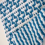 Geo Plush Crochet Rug. Blue and White Geo Style. Tapestry style thecrochetspace.com