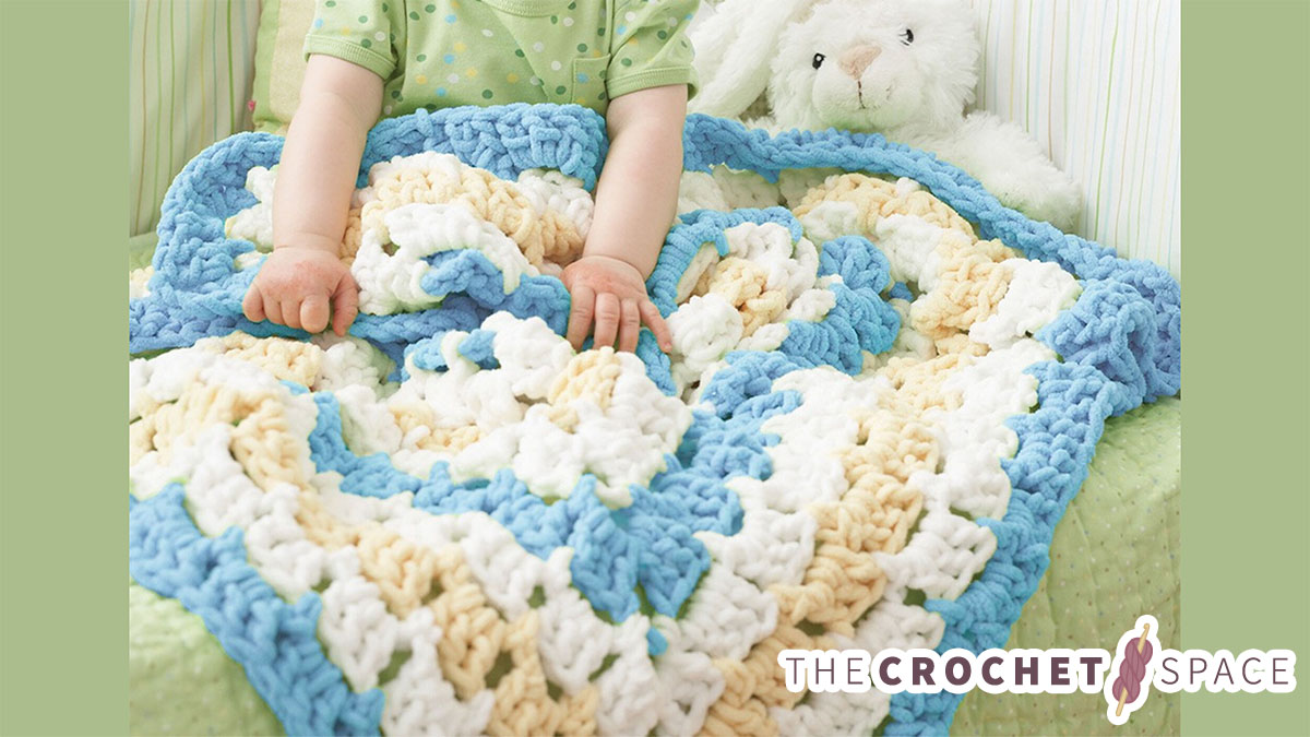 giant crocheted granny square baby blanket || editor