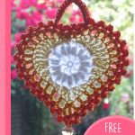 Grandma's Crochet Heart. Heart without square hanging in the window || thecrochetspace.com