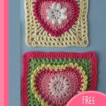 Grandma's Crochet Heart || 2x granny squares with a heart in the center || thecrochetspace.com