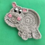 Happy Hippo Crochet Applique. Grey hippo with pink accents || thecrochetspace.com