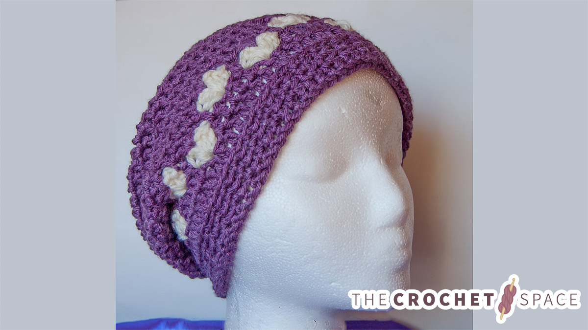 Hearts Crocheted Slouch Hat || thecrochetspace.com