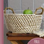 Hemp Crochet Utility Basket. Large, round basket with rope handles || thecrochetspace.com